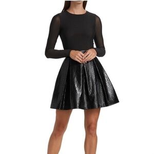 Alice + Olivia Faux Leather Mixed Media Dress size 10- sold out blogger favorite